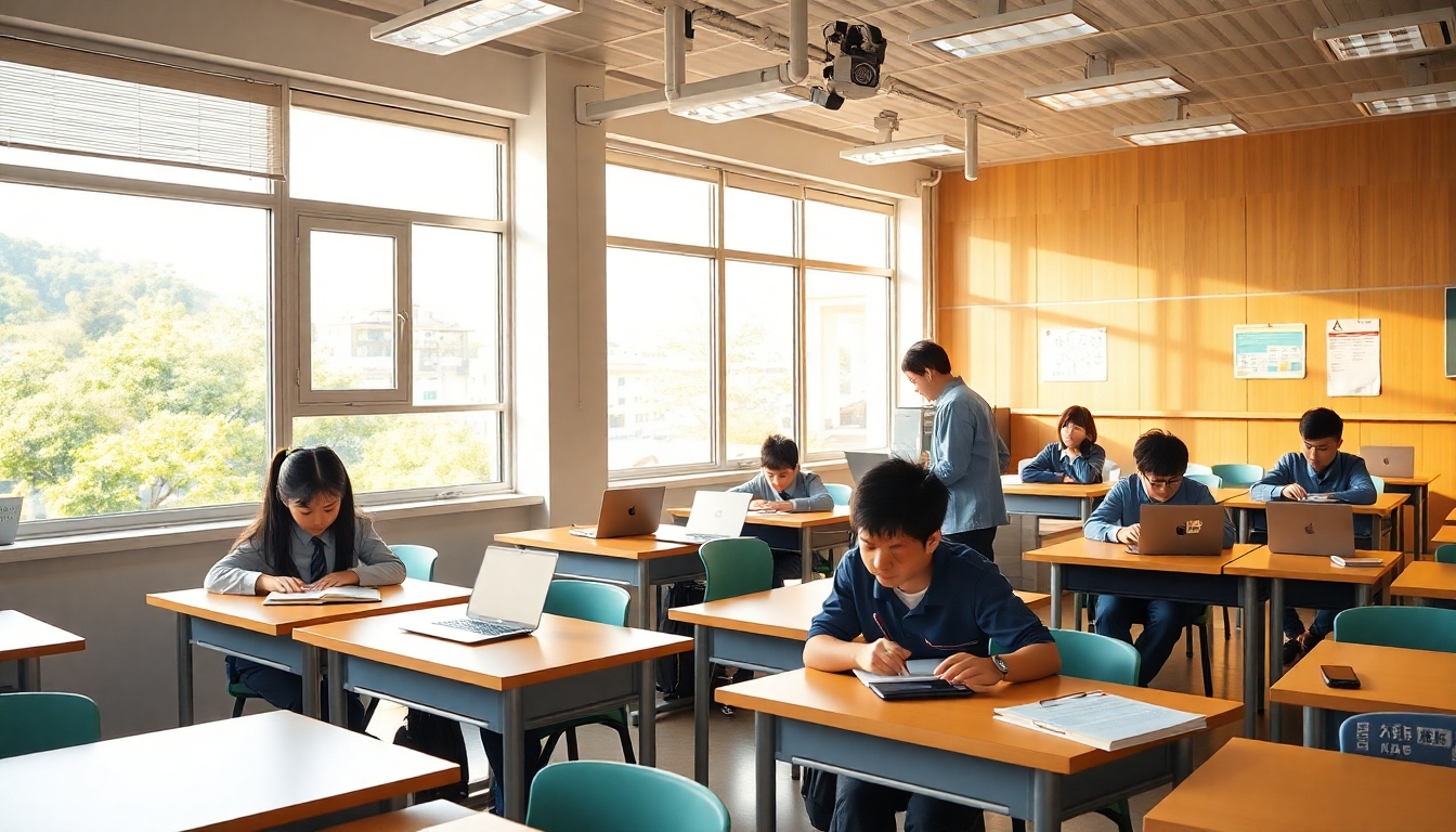 学習塾で学ぶ生徒たち